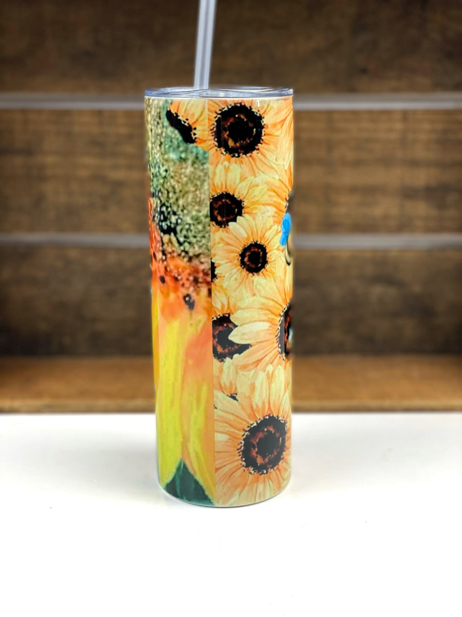 Sunflowers and Honeycomb Gnome 20 oz Skinny Tumbler with Lid and Straw –  Michelle's Variety Shop