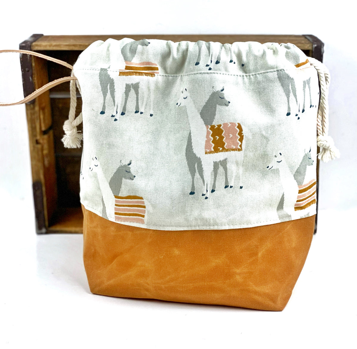 Party Llama Project Bag for Knitters, Crochet, Cross Stitch, Craft