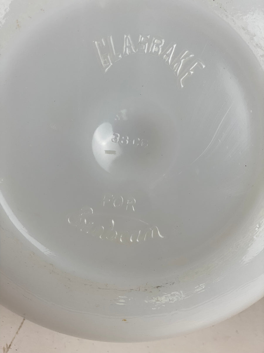 Vintage Glasbake White Mixing Bowl Pour Spout 20CJ Sunbeam 