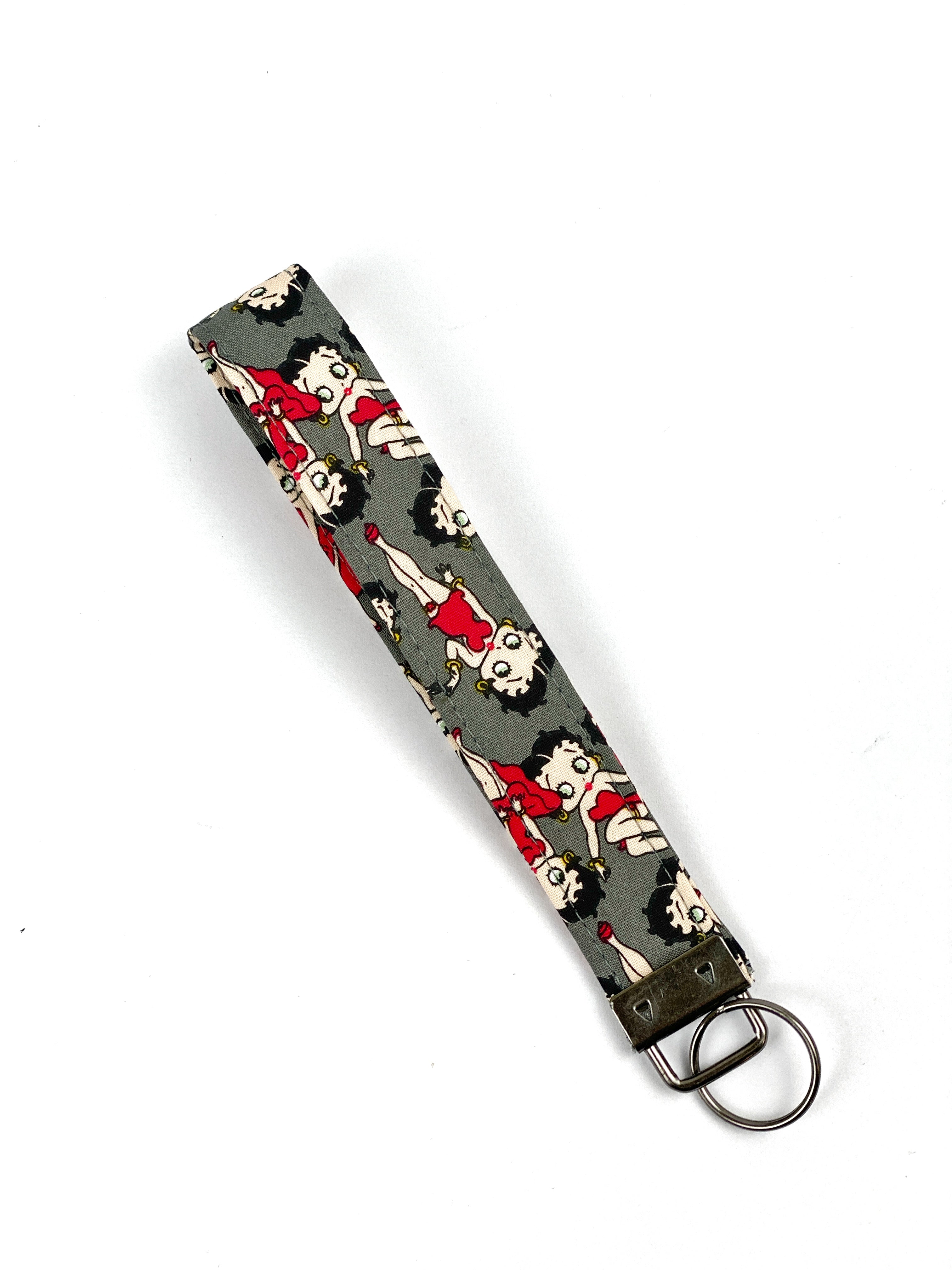 Betty Boop Cotton Wristlet Key Fob, Wrist Key Chain Holder, Cute Wristlet Keychain