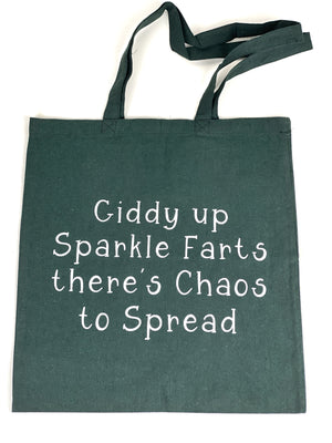 Giddy up Sparkle Farts Cotton Tote Bag, Lightweight Thin Natural Cotton Tote Bag, Reusable Tote Bag, Farmers Market Bag