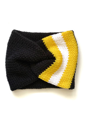 Football Team Colors Themed Ear Band Headband Acrylic Yarn Twist Turban Style Striped Earwarmer Head Wrap Hat Alternative