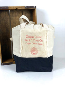 Vintage Corpus Christi Bank & Trust Co Texas Upcylced Money Coin Bag Canvas Project Knitting Crochet