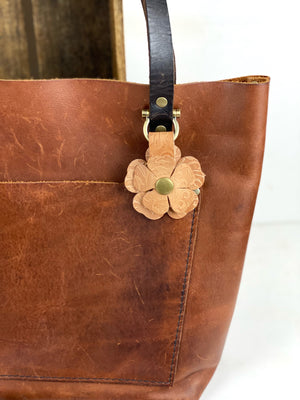 Flower Power Snap on Leather Suede Purse Charm