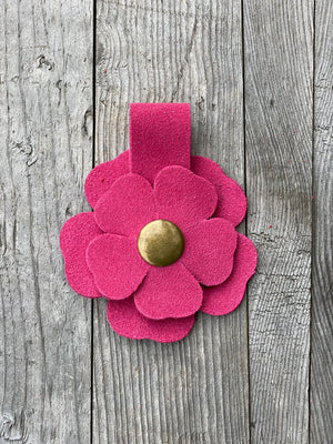 Flower Power Snap on Leather Suede Purse Charm