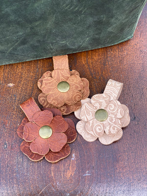 Flower Power Snap on Embossed Leather Purse Charm