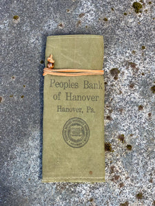 Vintage Peoples Bank of Hanover PA Bag Knitting Needle Pencil Makeup Brush Pencil Tool Roll Case Organizer