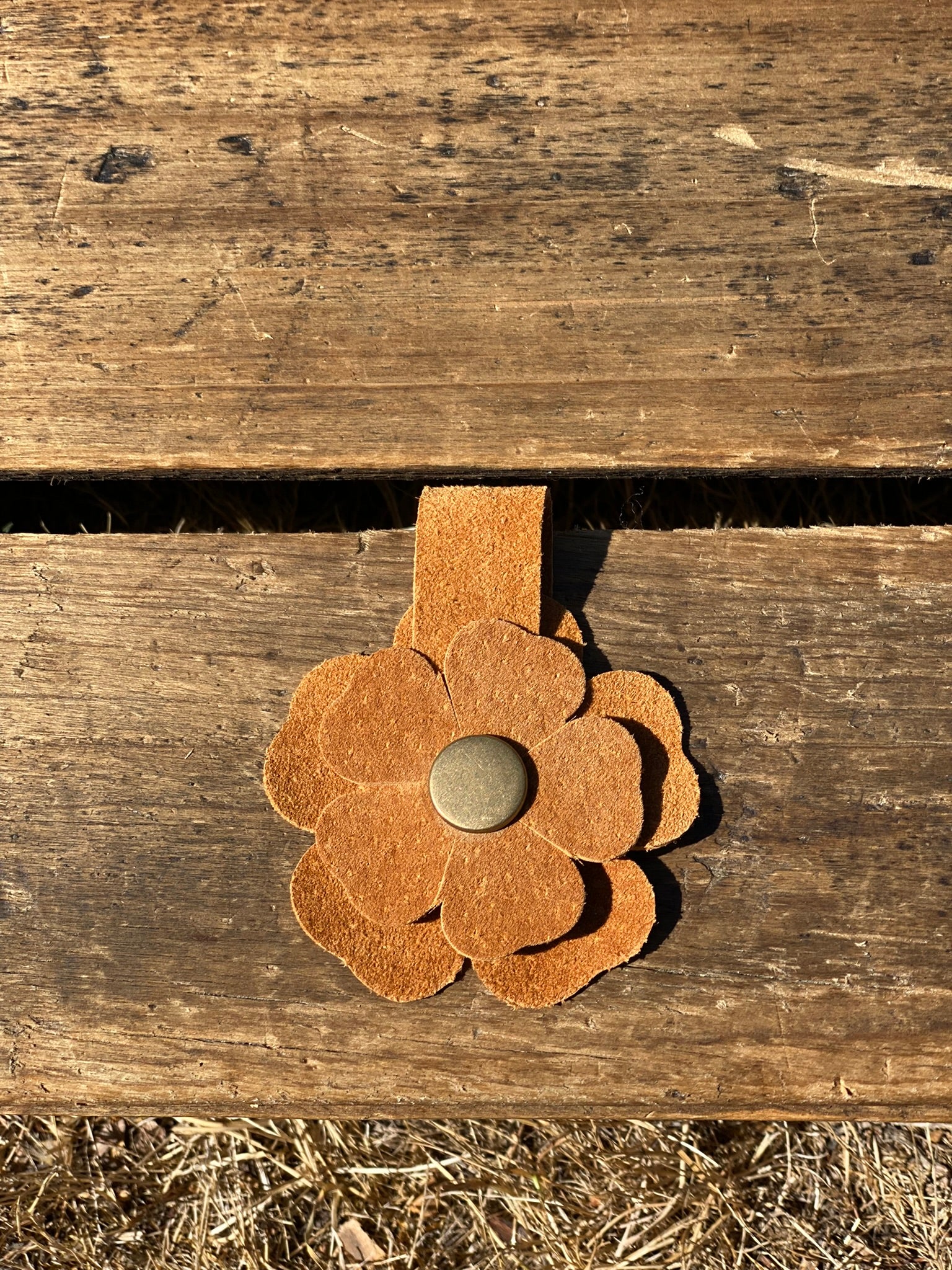 70's Vibe Flower Power Snap on Leather Suede Purse Charm