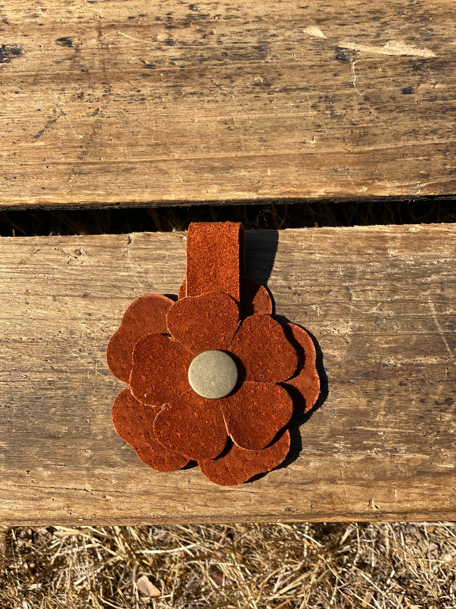 70's Vibe Flower Power Snap on Leather Suede Purse Charm