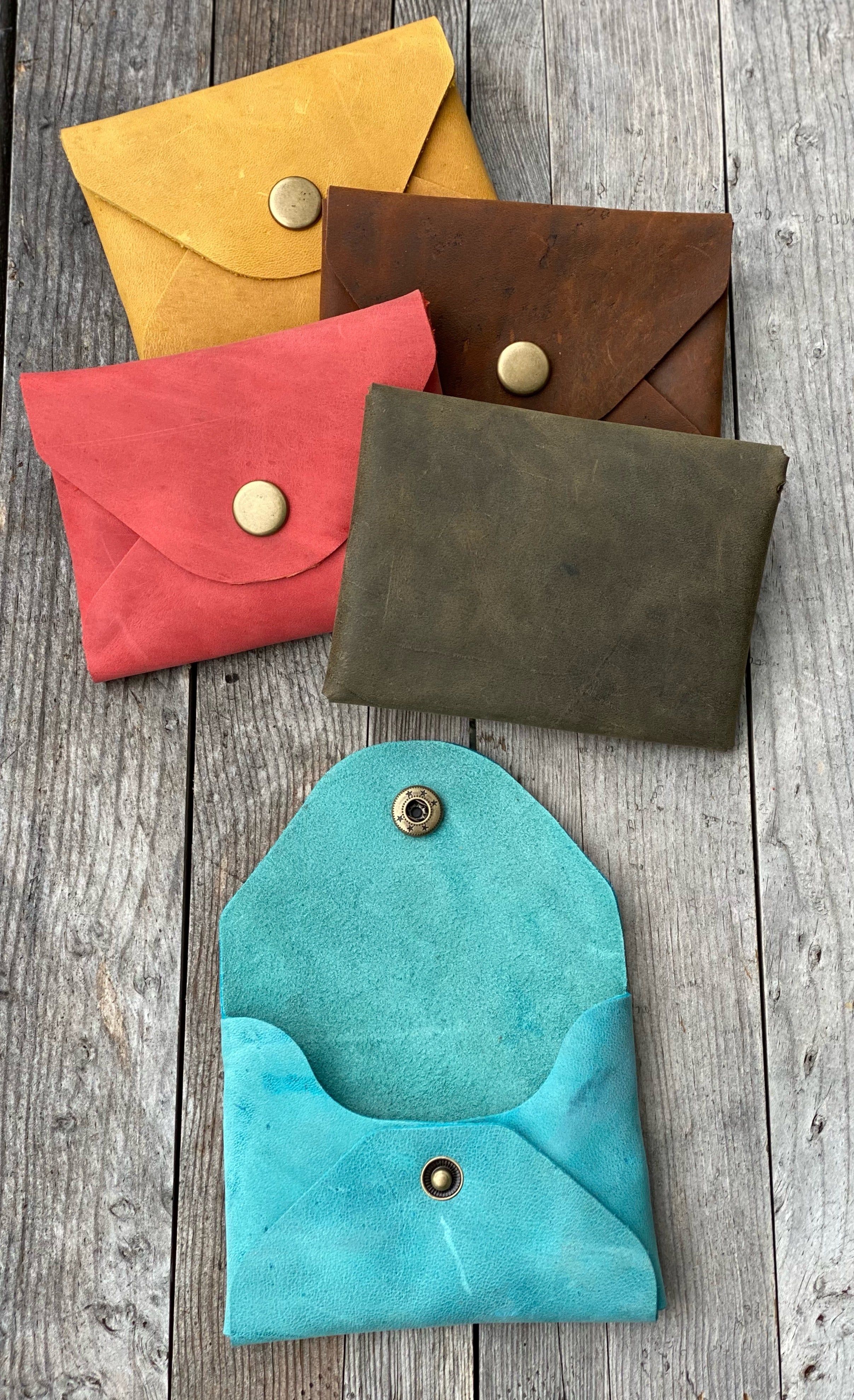 Mini Leather Card Cash Wallet, Gift Card Holder, Credit Card Snap Pouch, Small Snap Coin Purse