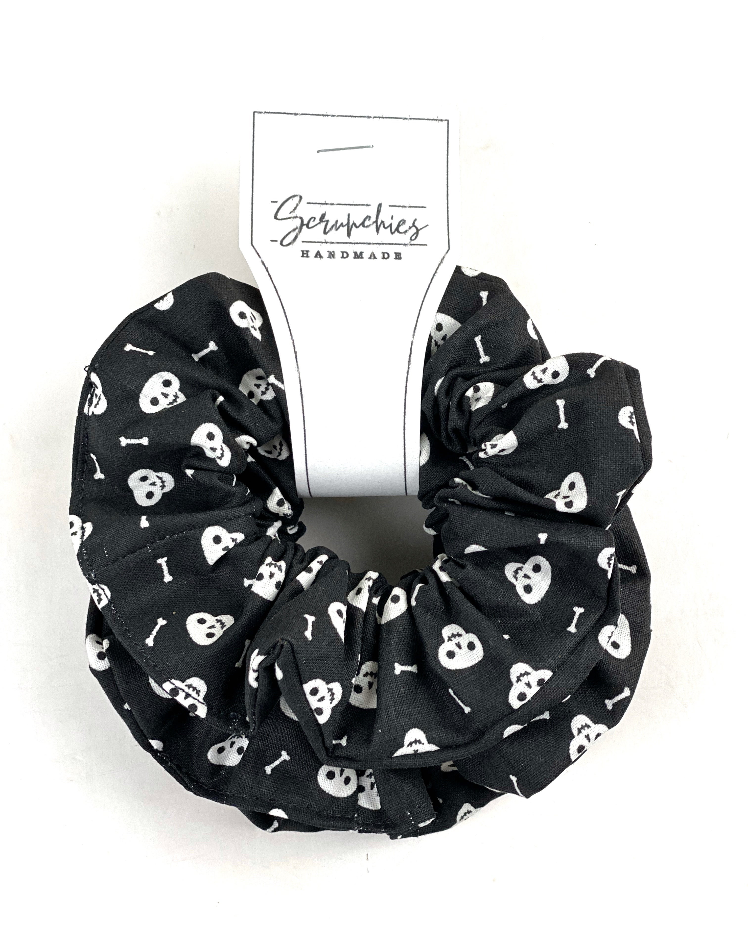 Glow in the Dark Halloween Skull and Bones Hair Scrunchie 100% Cotton  Fabric Scrunchies, Ponytail Holder, Handmade Scrunchie