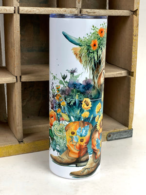 Highland Cow 20 oz Stainless Steel Skinny Tumbler Sublimation