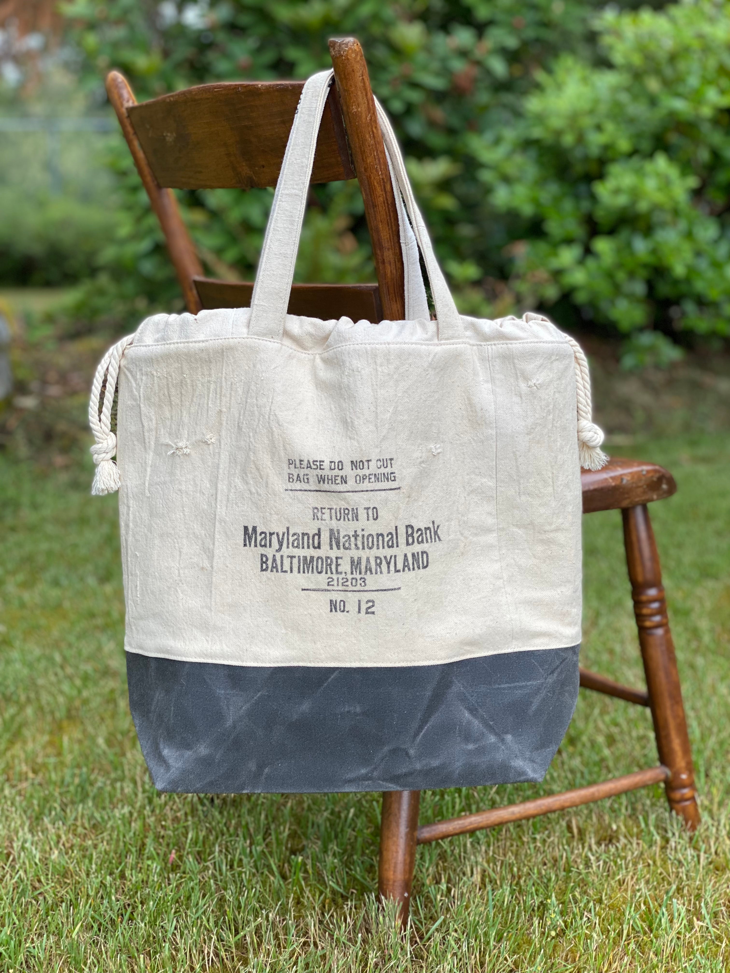 Maryland National Bank Baltimore US Mint Upcycled Money Bag Canvas Tote Project Beach Carryall