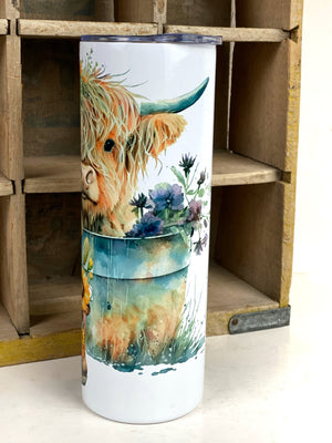 Highland Cow 20 oz Stainless Steel Skinny Tumbler Sublimation