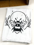 Moon Bee Flour Sack Towel, Honey Bee Kitchen Towel, Extra Large Cotton Towel, Heat Pressed Vinyl Kitchen Towel, White Cotton Towel