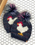 Blackstone Chicken Beanie Wool Blend Womens Adult Hat Faux Fur Pom Pom Hat