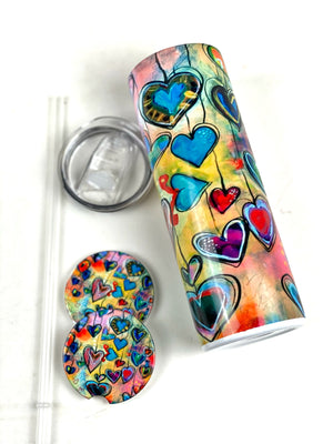 Whimsical Hearts 20 oz Stainless Steel Skinny Tumbler Sublimation
