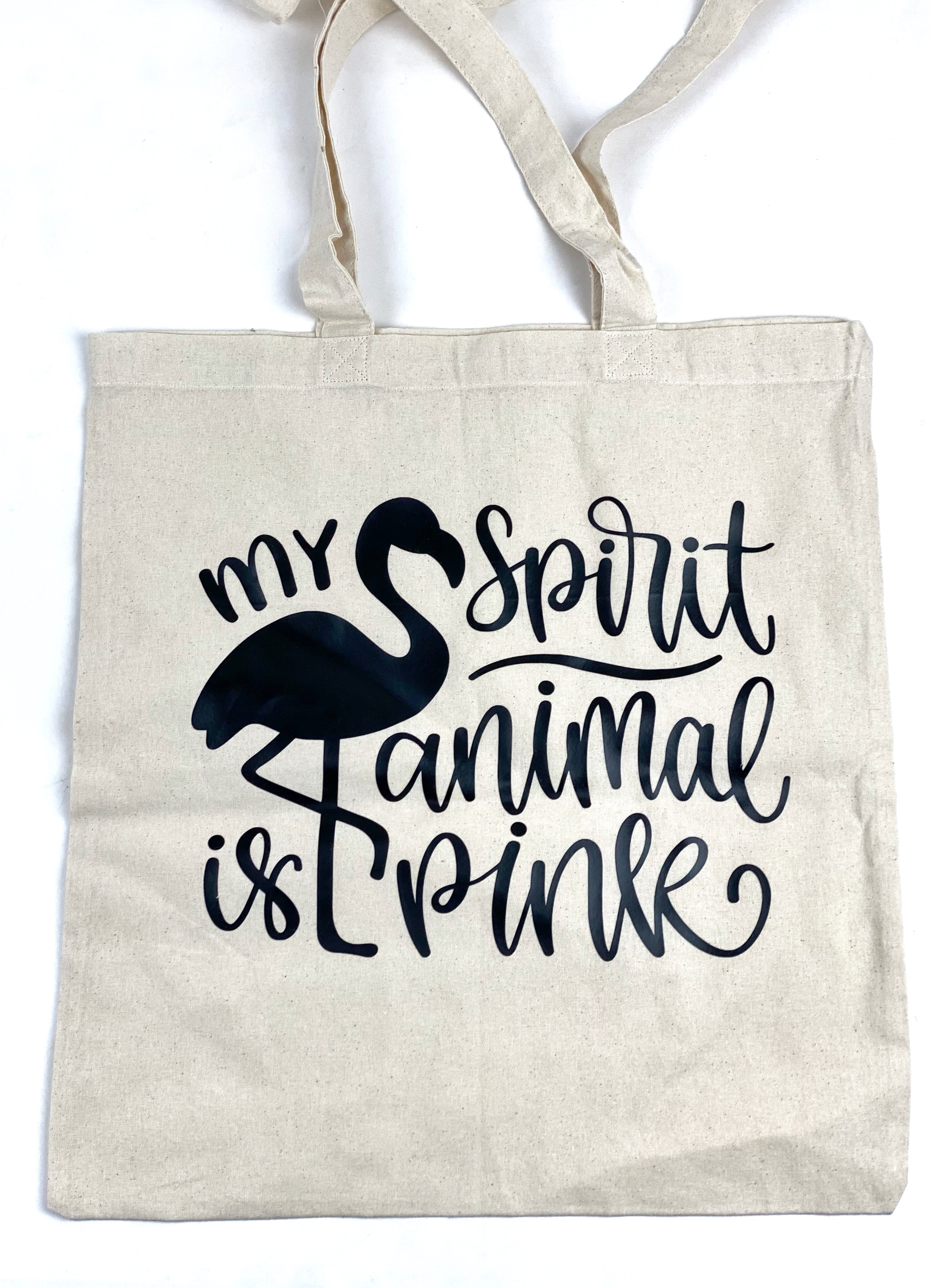 Flamingo Spirit Animal Cotton Tote Bag, Lightweight Thin Natural Cotton Tote Bag, Reusable Tote Bag, Vinyl Butterfly Tote, Farmers Market Bag
