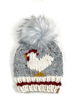 Sock Monkey Chicken Beanie Wool Blend Womens Adult Hat Faux Fur Pom Pom Hat
