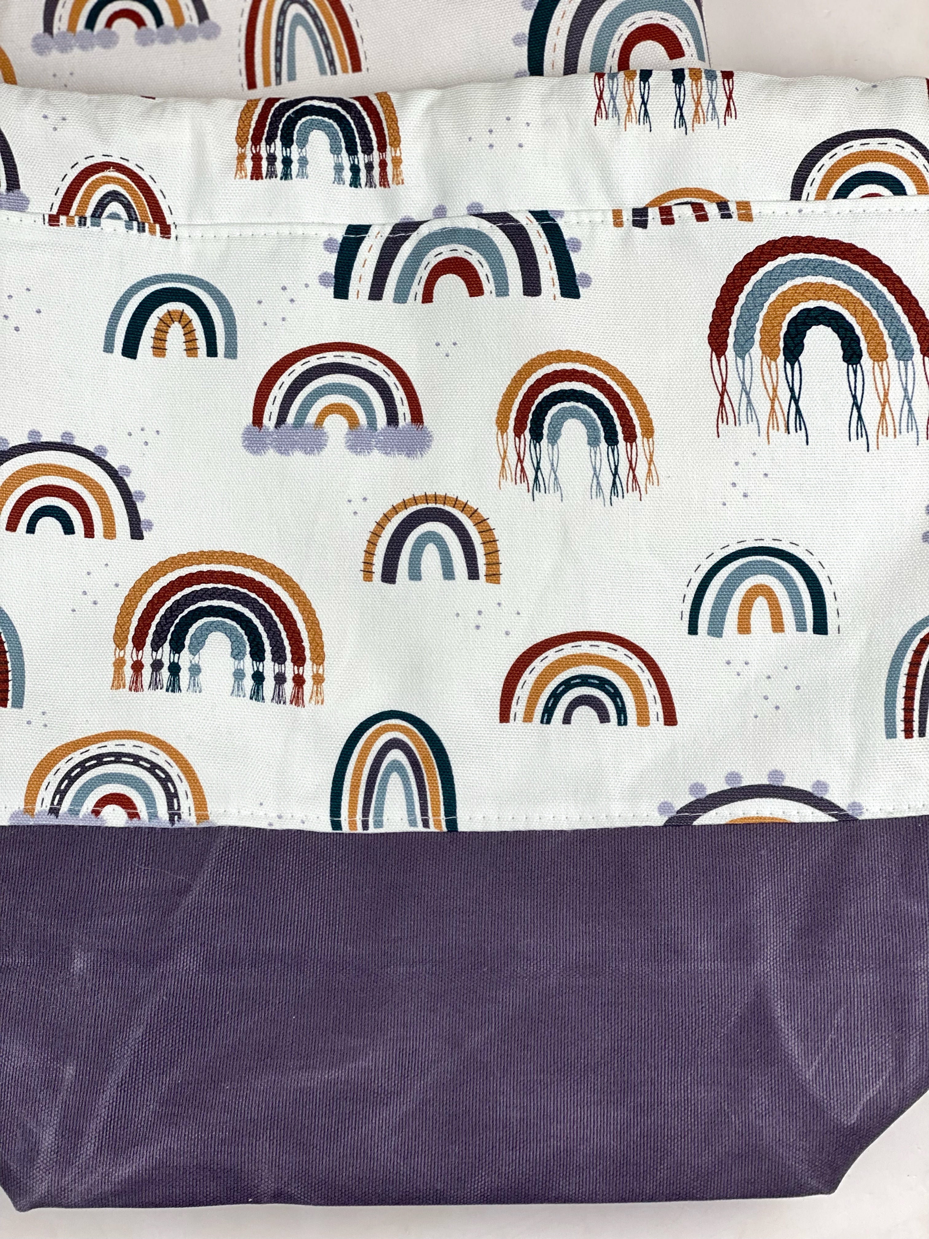 Rainbow Macrame Canvas Project Bag, Boho Style Duck Canvas Bag, Knit &  Crochet Drawstring Knitting Crocheting WIP