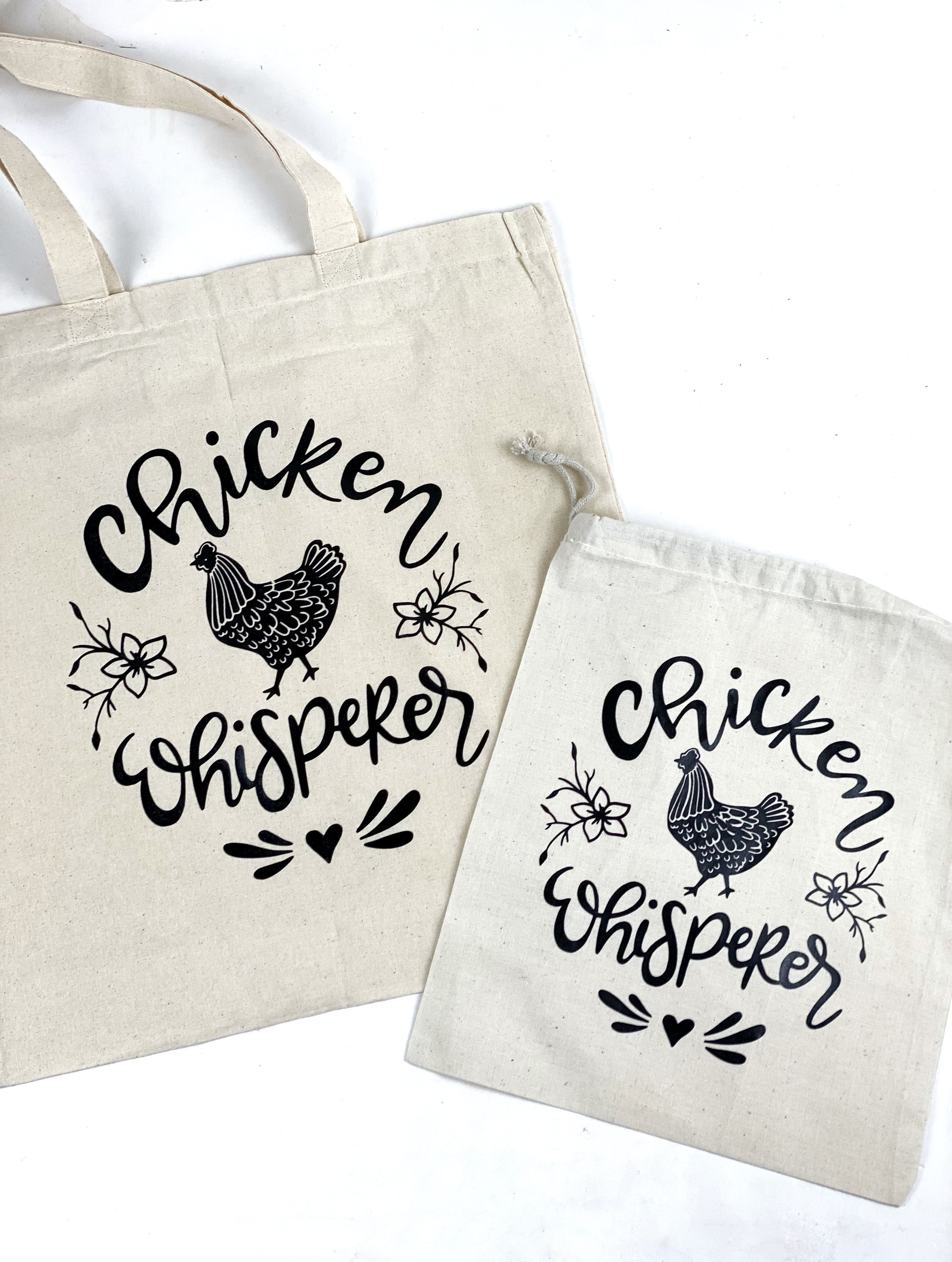 Chicken Whisperer Cotton Tote Bag, Lightweight Thin Natural Cotton Tote Bag, Chicken Reusable Tote Bag, Chicken Whisperer Tote, Farmers Market Bag