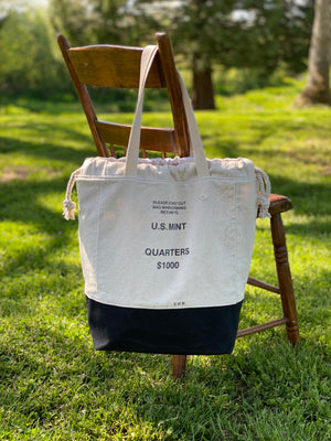 Vintage Federal Reserve Bank Upcylced Money Bag Canvas Tote Project Beach Carryall