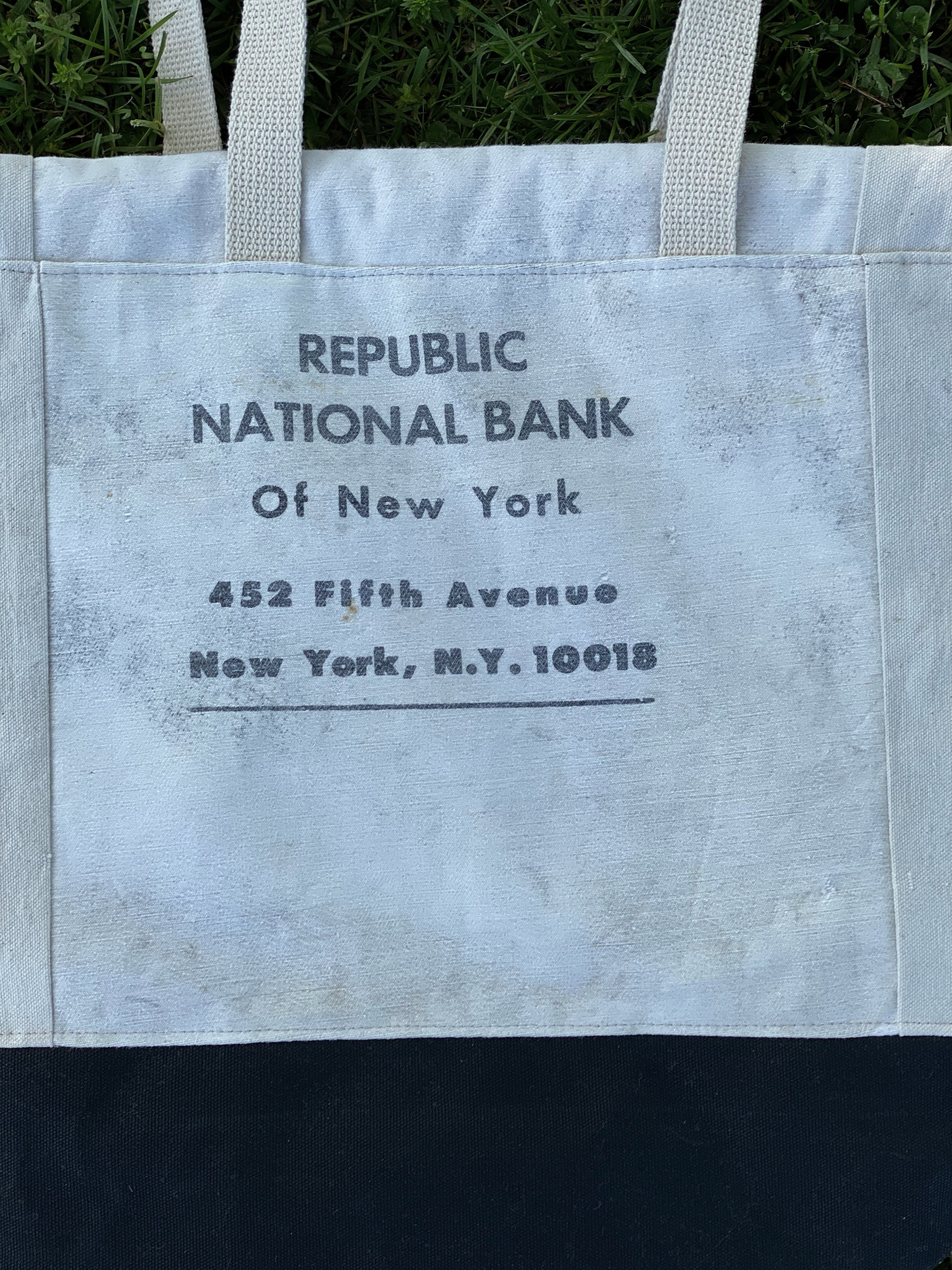 Vintage Federal Reserve Bank Upcylced Money Bag Canvas Tote Project Beach Carryall