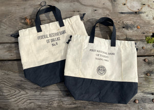 Vintage US Bank Federal Reserve Upcylced Money Coin Bag Canvas Project Knitting Crochet