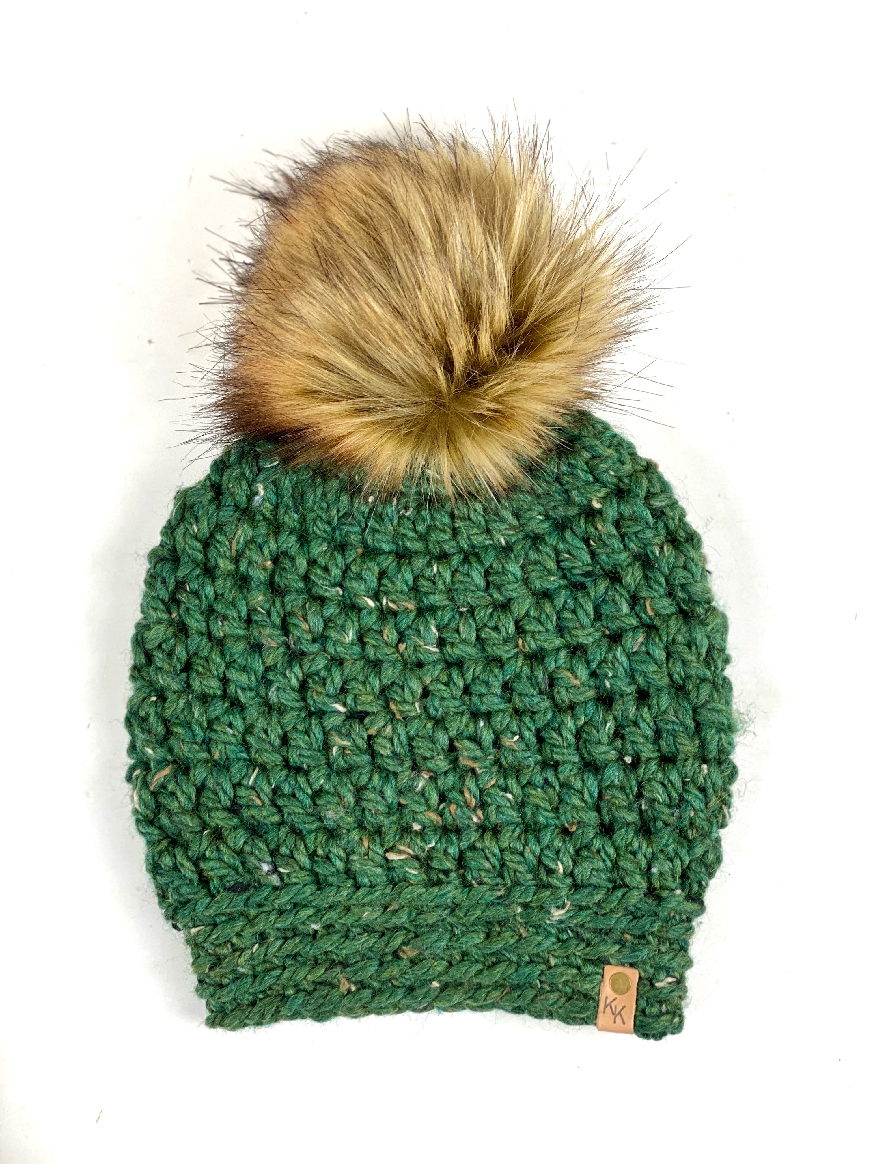 Slightly Slouchy Pom Beanie, Womens Crochet Hat, Handmade Crochet Beanie