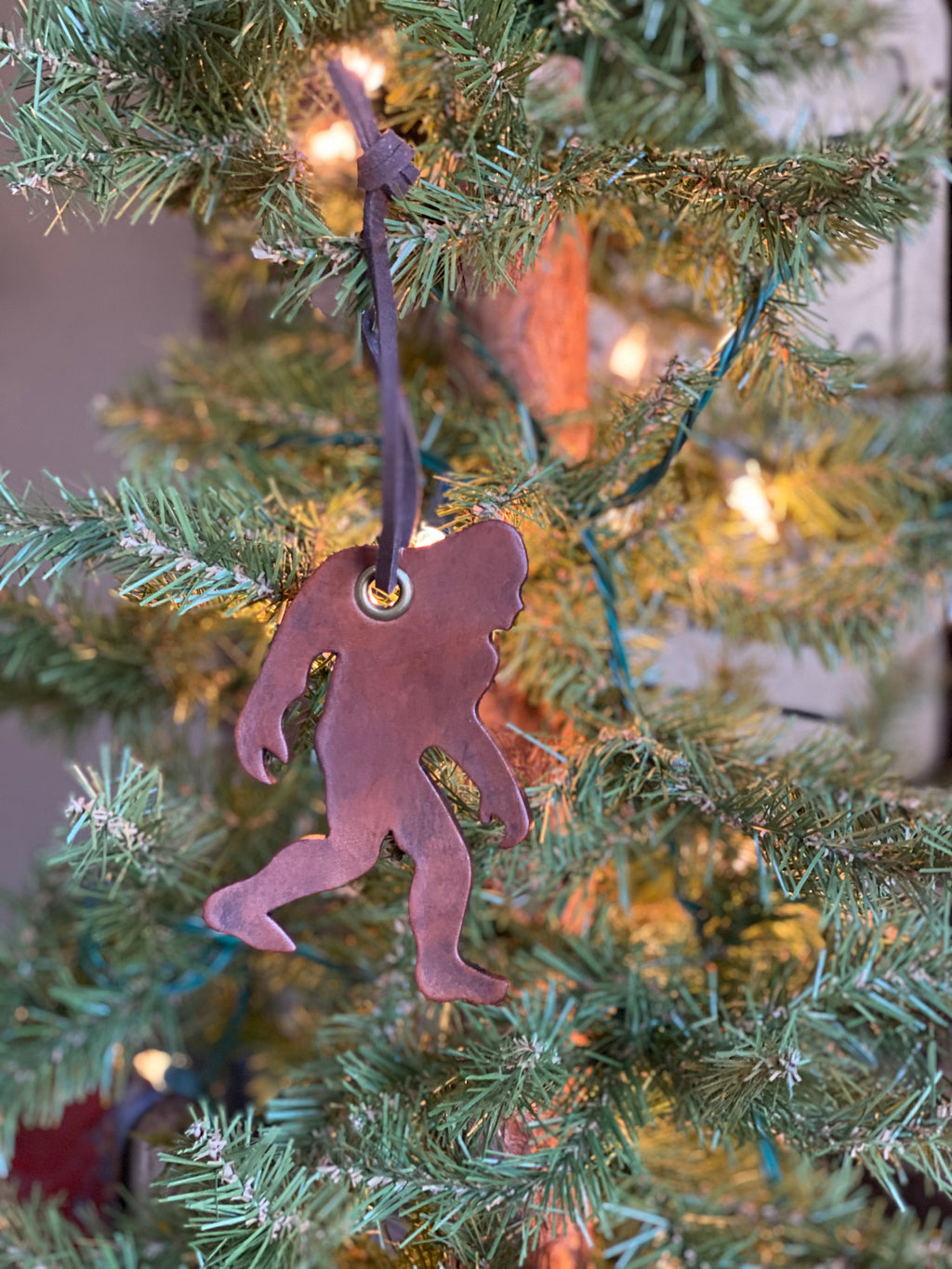 Bigfoot Leather Ornament Sasquatch Yeti Big Foot Christmas Tree Decor