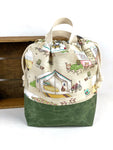 Vintage Glamping Canvas Project Bag, Project Bag for Knitters, Vintage Camping Trailers Bag, Camper Bag