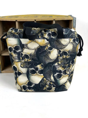 Skulls Canvas Project Bag,  Canvas Project Bag, Project Bag for Knitters, Crochet Project Bag,