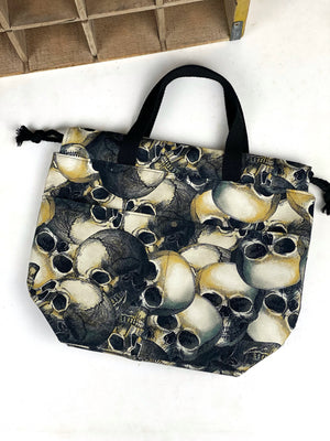 Skulls Canvas Project Bag,  Canvas Project Bag, Project Bag for Knitters, Crochet Project Bag,