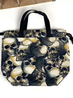 Skulls Canvas Project Bag,  Canvas Project Bag, Project Bag for Knitters, Crochet Project Bag,