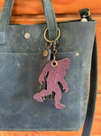 Sasquatch Pebbled Leather Keyring Bigfoot Yeti Big Foot Key Chain Fob Purse Backpack