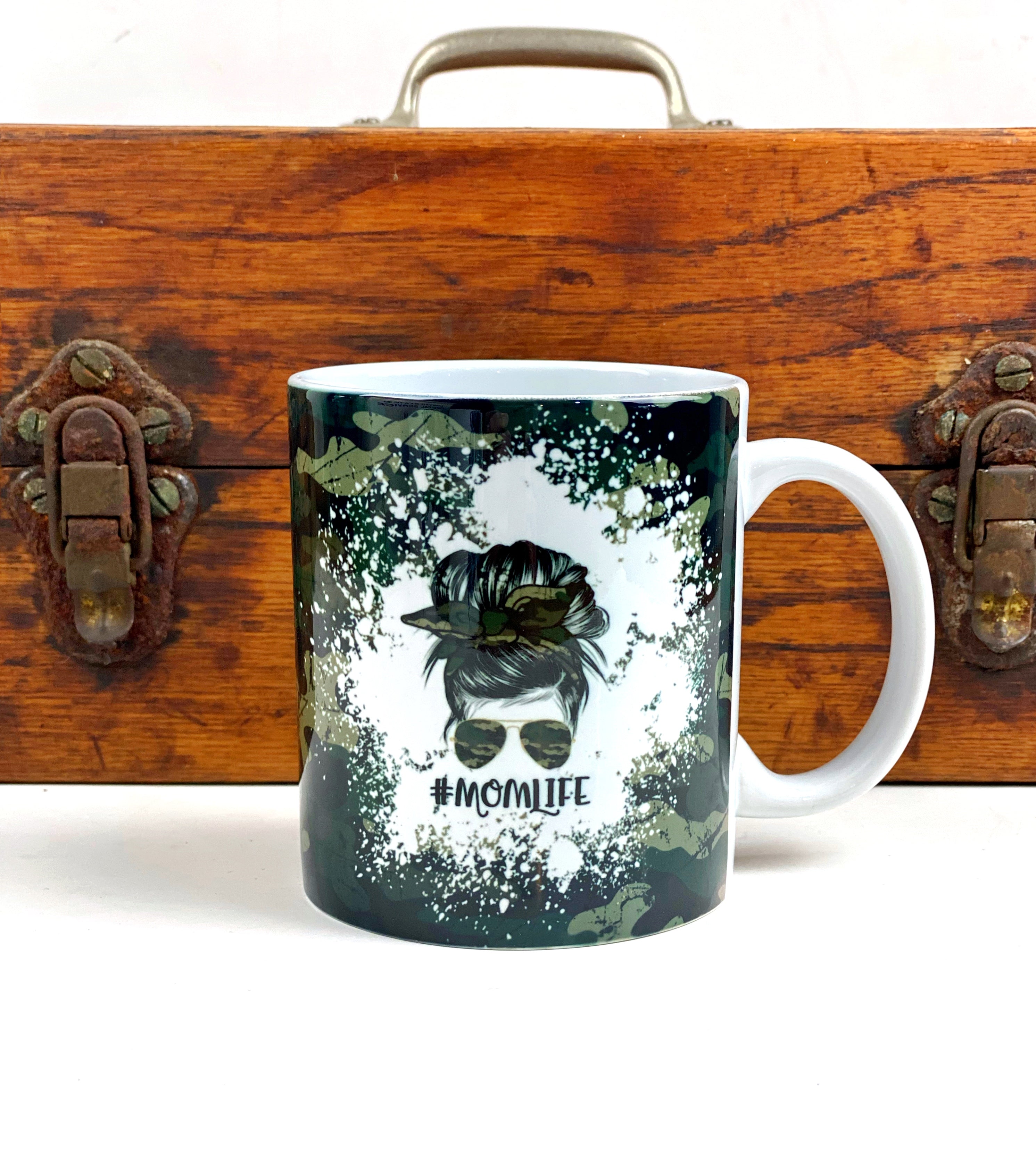 Camo Military Mom Life Ceramic Mug Sublimation Coffee Cup #momlife Army Navy Marine
