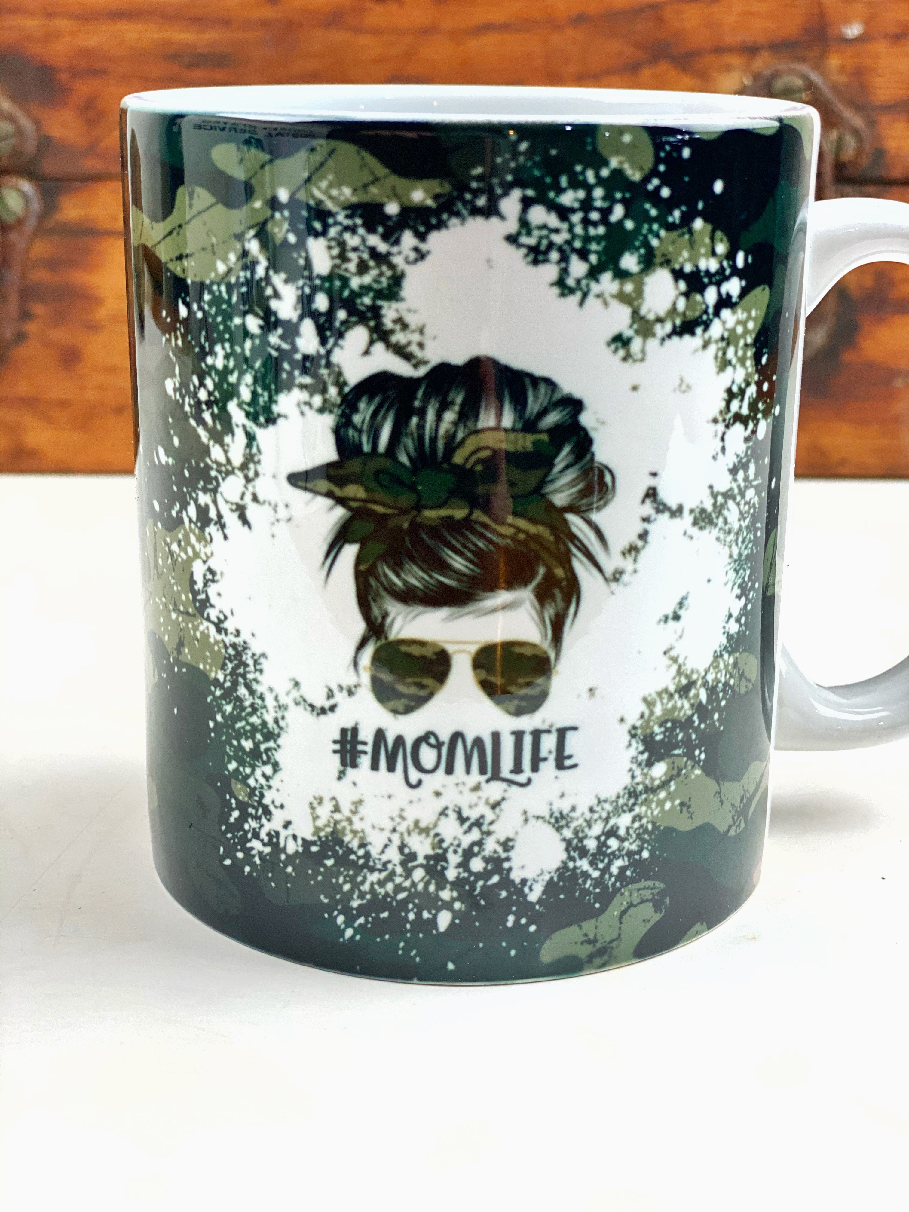 Camo Military Mom Life Ceramic Mug Sublimation Coffee Cup #momlife Army Navy Marine