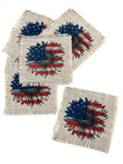 Sunflower American Flag Hat Patch, Burlap Linen Look Sublimation Patch, Glue or Iron On Hat Patch, Raggedy Hat Patch, USA Sunflower Patch