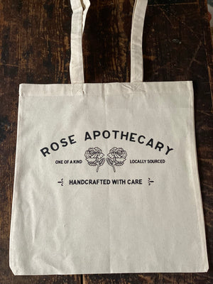 Rose Apothecary Cotton Tote Bag, Lightweight Thin Natural Cotton Tote Bag, Reusable Tote Book Bag, HTV Vinyl Tote, Farmers Market Bag