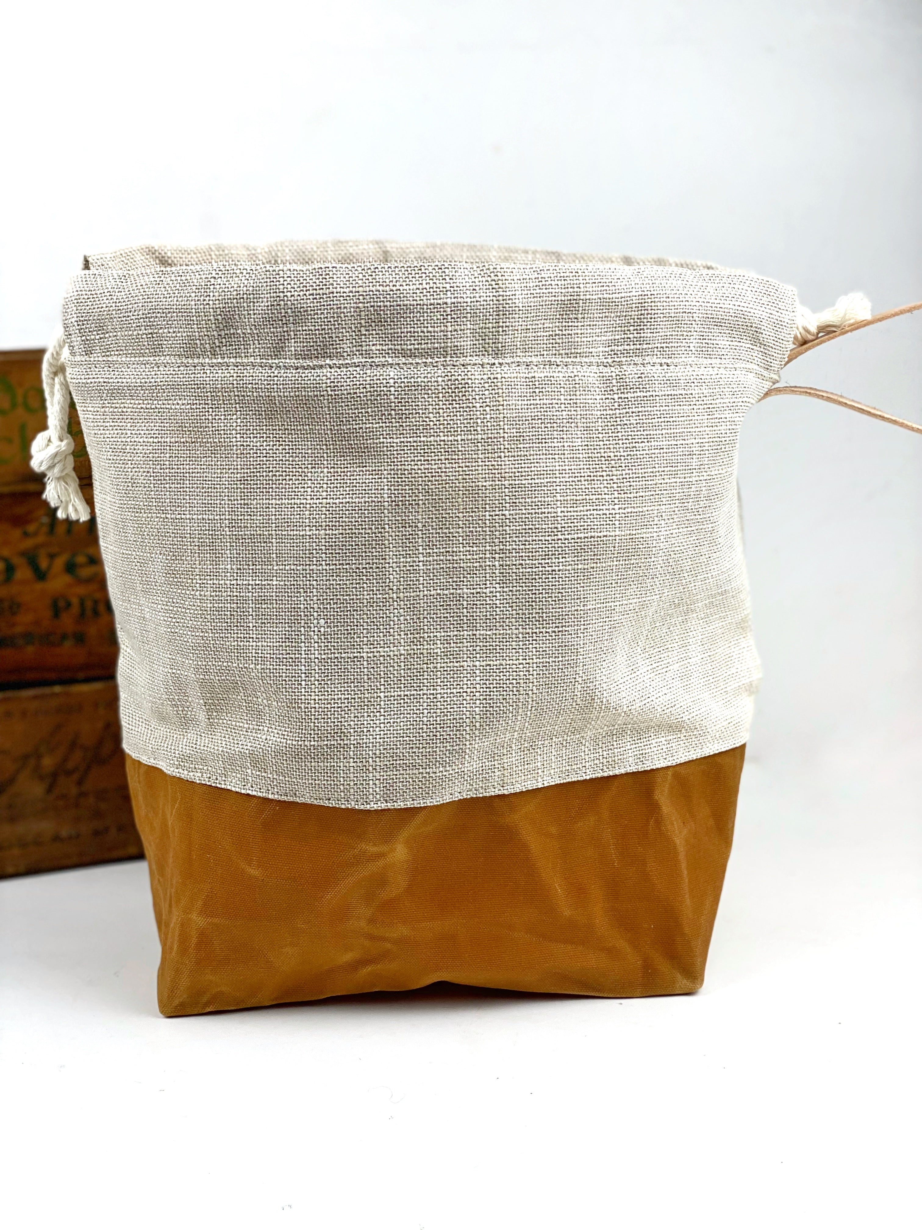 Small Business Owner Waxed Canvas Project Bag, Canvas Project Bag, Project Bag for Knitters, Knitting Bag
