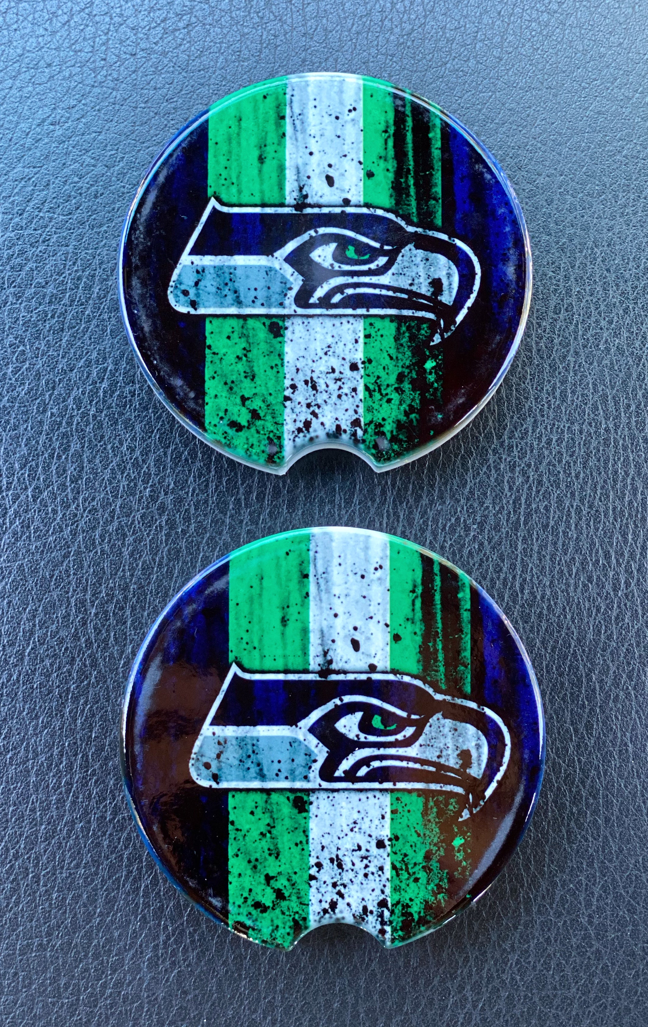 Seattle Seahawks Car Coasters Ceramic Stone Sublimation Set of 2
