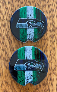 Seattle Seahawks Car Coasters Ceramic Stone Sublimation Set of 2
