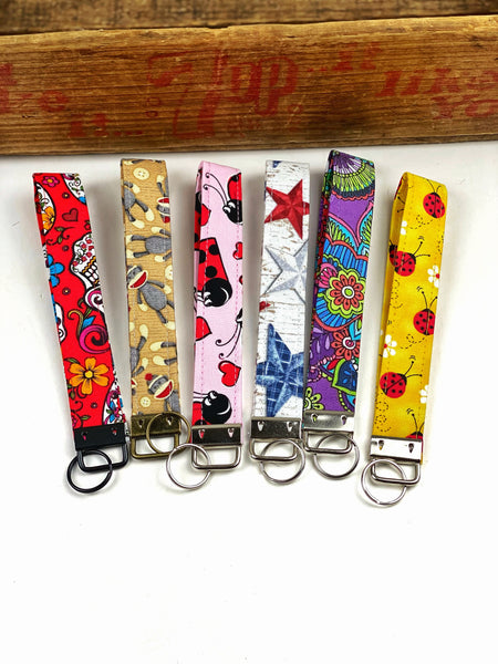 Kitchen Klutter Assorted Cotton Wristlet Key Fob, Cotton Wrist Key Chain Holder, Cute Wristlet Keychain Sock Monkey