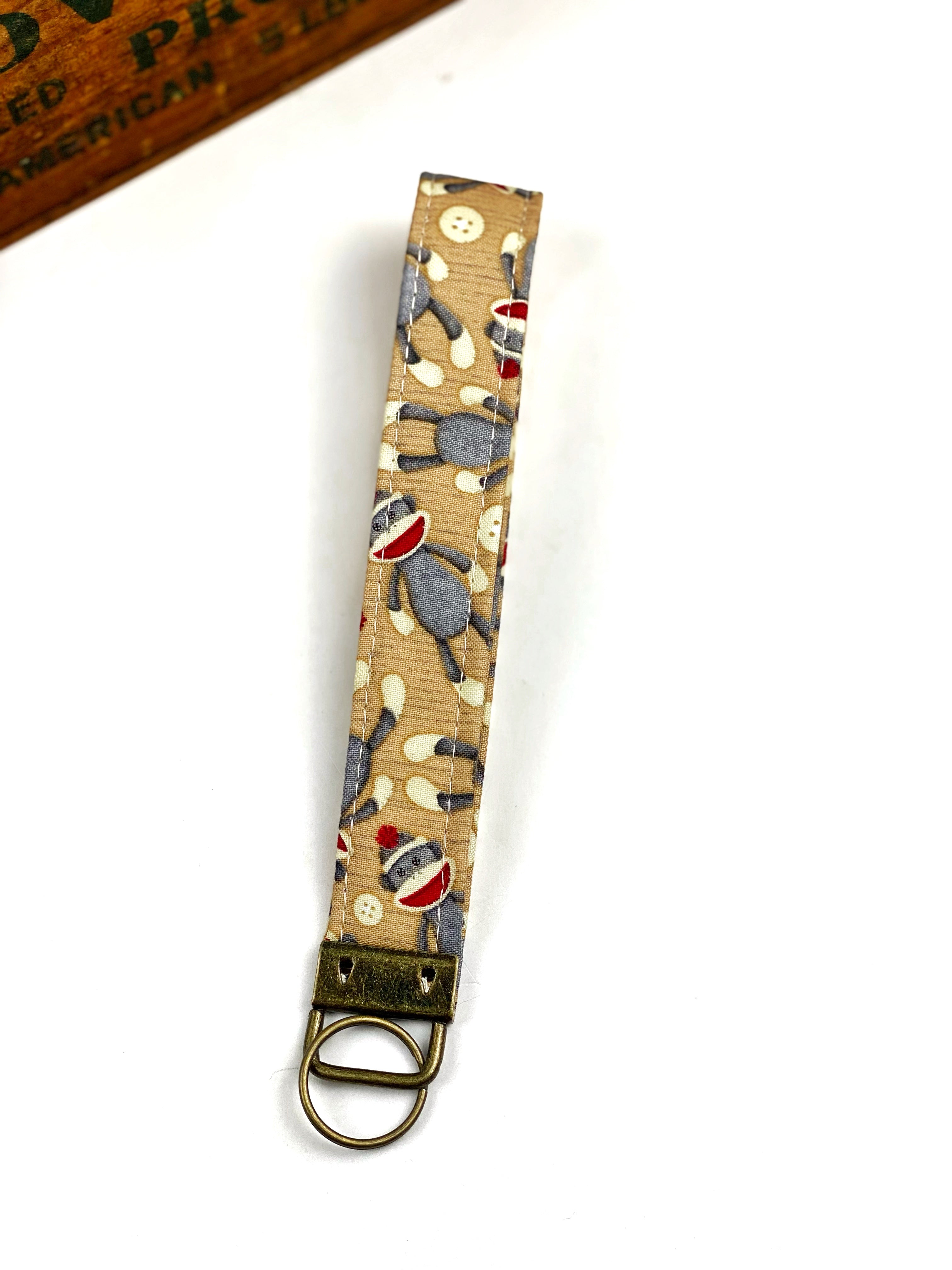 Assorted Cotton Wristlet Key Fob, Cotton Wrist Key Chain Holder, Cute Wristlet Keychain