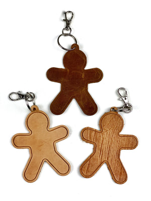 Leather Gingerbread Man Keychain