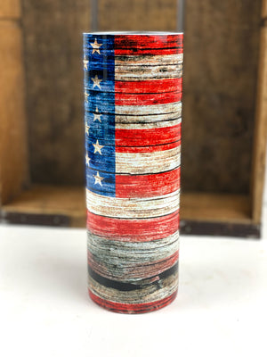 Distressed American Flag 20 oz Stainless Steel Skinny Tumbler Sublimation