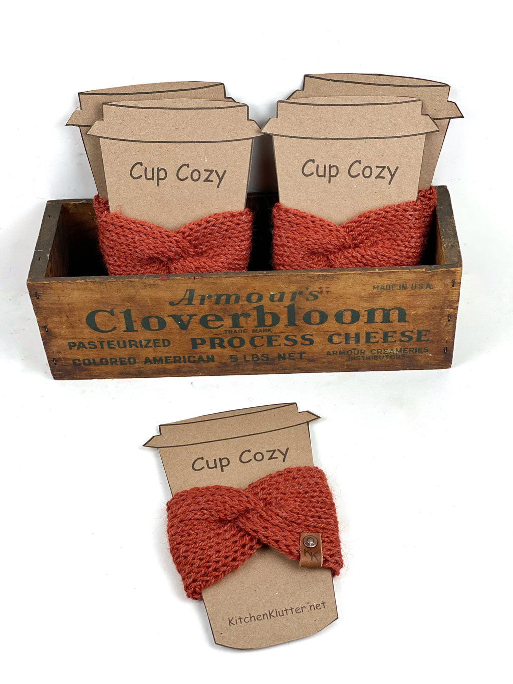 Coffee Cozy, Knit Coffee Cup Cozy, Reusable Coffee Sleeve, Amber Coffee Cup Cozy, Orange Knit Coffee Cozy