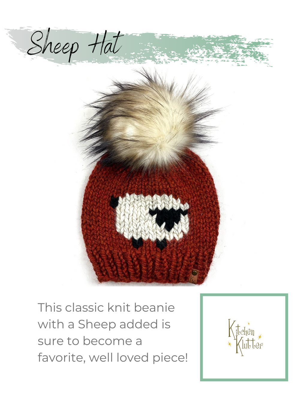 Sheep Hat PATTERN Only Knit Instructions Downloadable PDF File