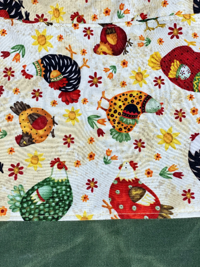 Spring Chickens Cotton Project Bag, Project Bag for Knitters, Waxed Canvas Bag, Crochet Bag, Whimsical Project Bag
