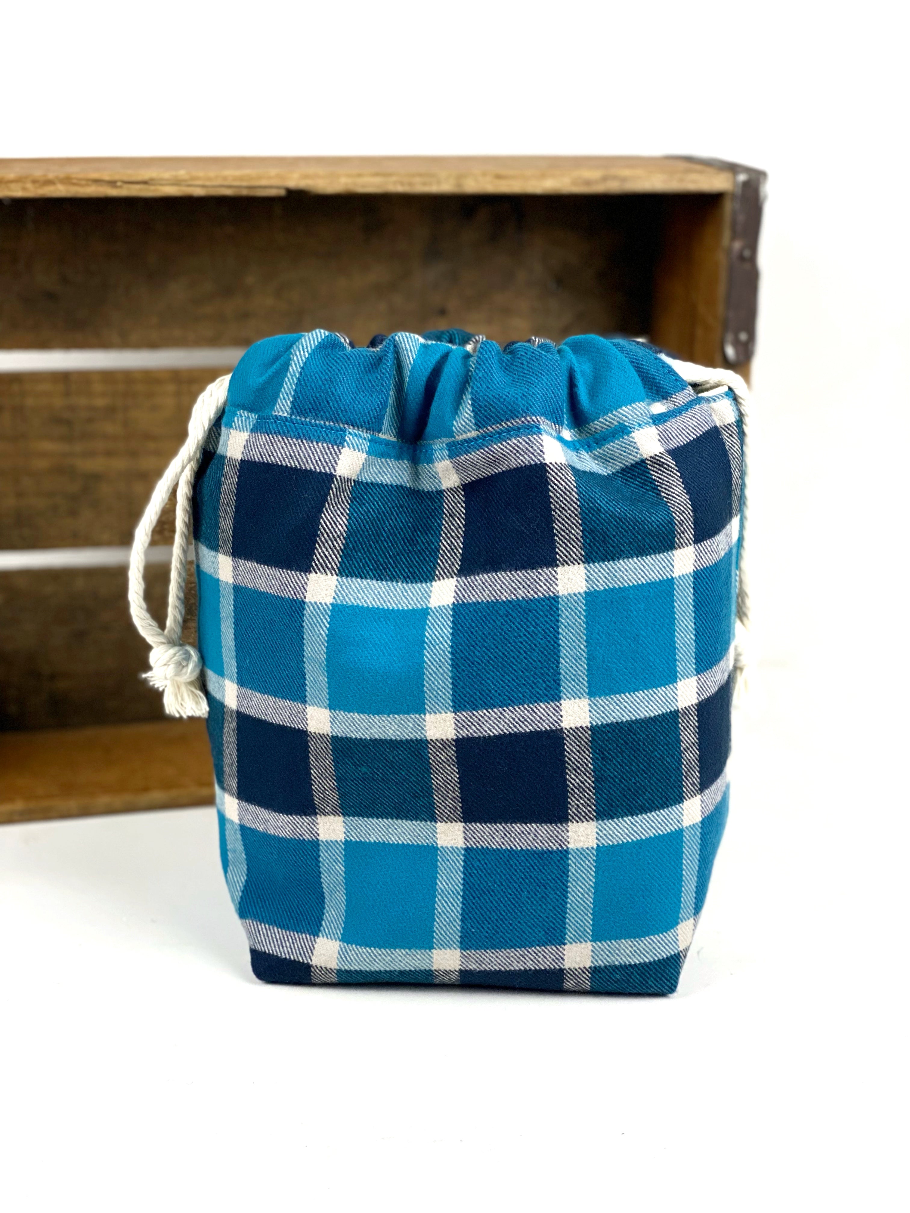 Wool or Flannel Small Sock or Hat Drawstring Project Shoe Storage Bag
